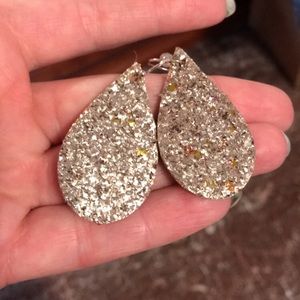 Handmade leather sparkle earrings